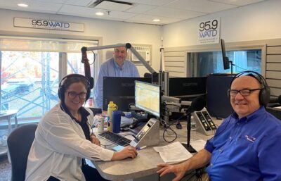 David Snell, Beth Foster and Rob Hakala in the 95.9 WATD booth